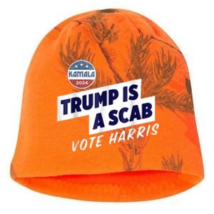 Trump Is A Scab Vote Kamala Harris Kati - Camo Knit Beanie