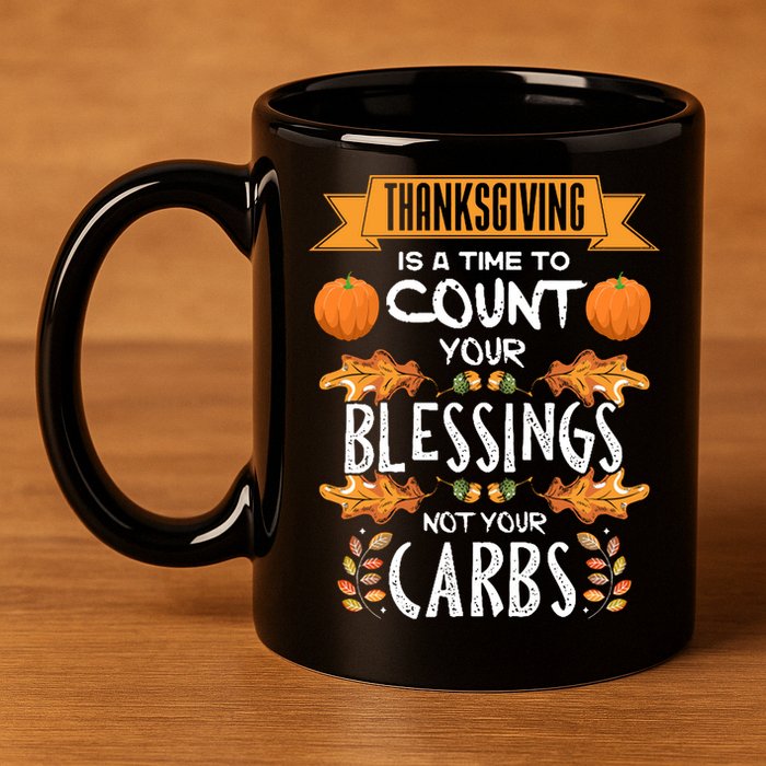 Thanksgiving Is A Time To Count Your Blessings Not Your Carbs 11oz C Handle Ceramic Mug