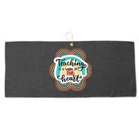 Teaching Is A Work Of The Heart Large Microfiber Waffle Golf Towel