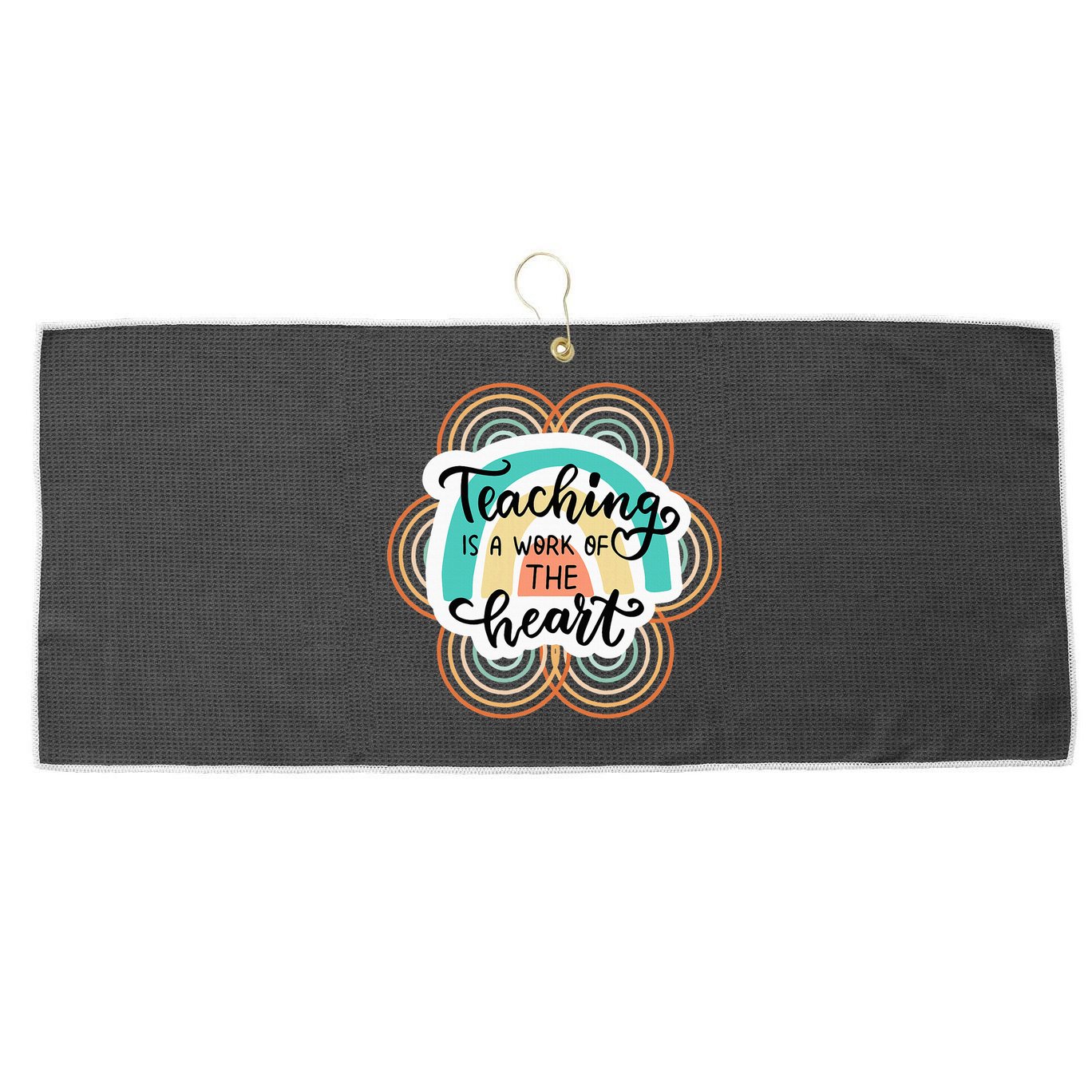 Teaching Is A Work Of The Heart Large Microfiber Waffle Golf Towel