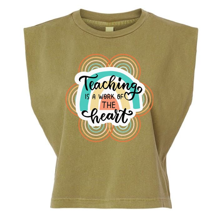 Teaching Is A Work Of The Heart Garment-Dyed Women's Muscle Tee
