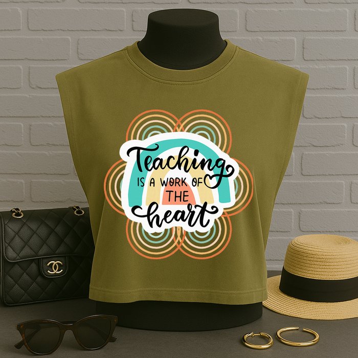Teaching Is A Work Of The Heart Garment-Dyed Women's Muscle Tee