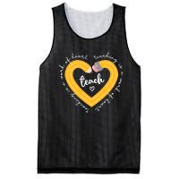 Teaching Is A Work Of Heart Teacher Back To School Mesh Reversible Basketball Jersey Tank