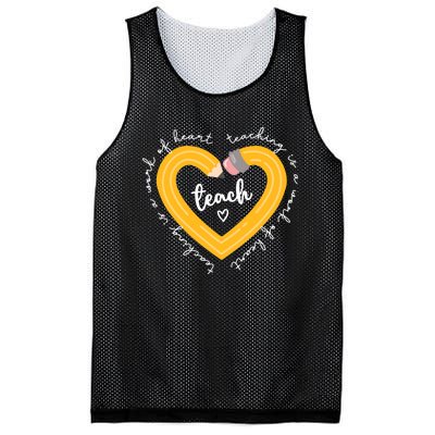 Teaching Is A Work Of Heart Teacher Back To School Mesh Reversible Basketball Jersey Tank