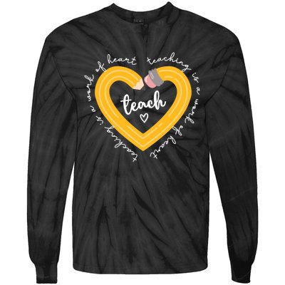 Teaching Is A Work Of Heart Teacher Back To School Tie-Dye Long Sleeve Shirt