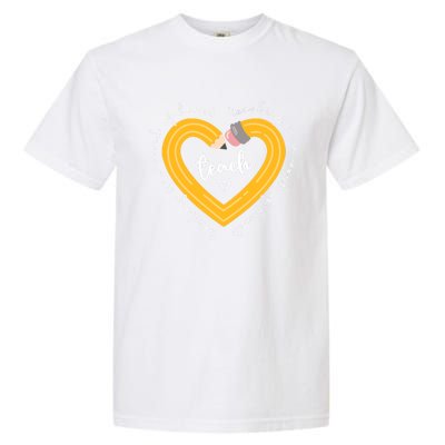 Teaching Is A Work Of Heart Teacher Back To School Garment-Dyed Heavyweight T-Shirt