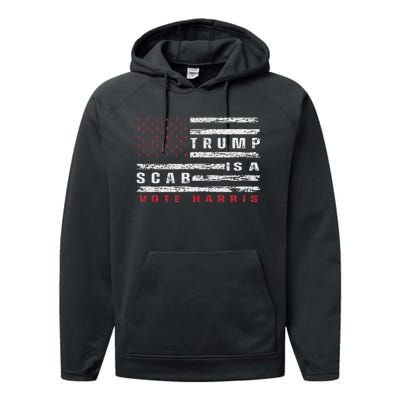 Trump Is A Scab Vote Harris Walz 2024 Kamala American Flag Performance Fleece Hoodie