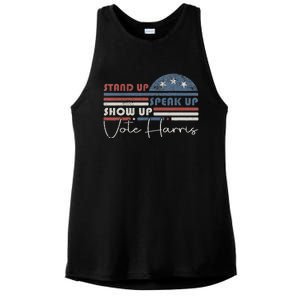 Trump Is A Scab Speak Up Stand Up Show Up Vote Harris Retro Ladies PosiCharge Tri-Blend Wicking Tank