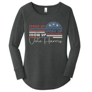 Trump Is A Scab Speak Up Stand Up Show Up Vote Harris Retro Women's Perfect Tri Tunic Long Sleeve Shirt