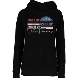 Trump Is A Scab Speak Up Stand Up Show Up Vote Harris Retro Womens Funnel Neck Pullover Hood