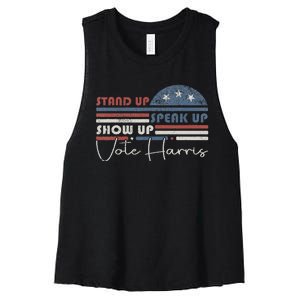 Trump Is A Scab Speak Up Stand Up Show Up Vote Harris Retro Women's Racerback Cropped Tank