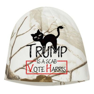 Trump Is A Scab Vote Harris 2024 Kamala Harris Cat Funny Kati - Camo Knit Beanie