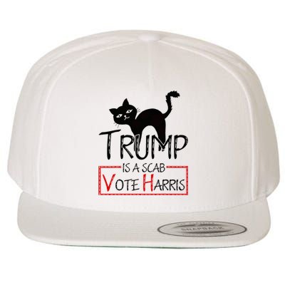 Trump Is A Scab Vote Harris 2024 Kamala Harris Cat Funny Wool Snapback Cap