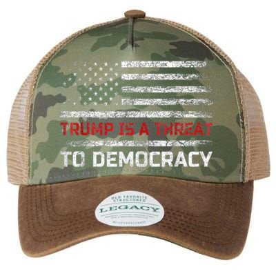 Trump Is A Threat To Democracy US Flag Anti Trump Vintage Legacy Tie Dye Trucker Hat