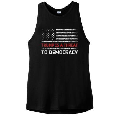 Trump Is A Threat To Democracy US Flag Anti Trump Vintage Ladies PosiCharge Tri-Blend Wicking Tank