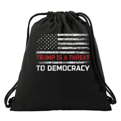 Trump Is A Threat To Democracy US Flag Anti Trump Vintage Drawstring Bag