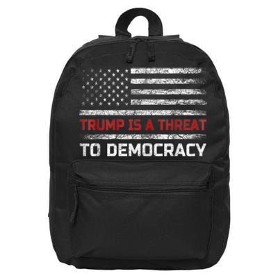 Trump Is A Threat To Democracy US Flag Anti Trump Vintage 16 in Basic Backpack