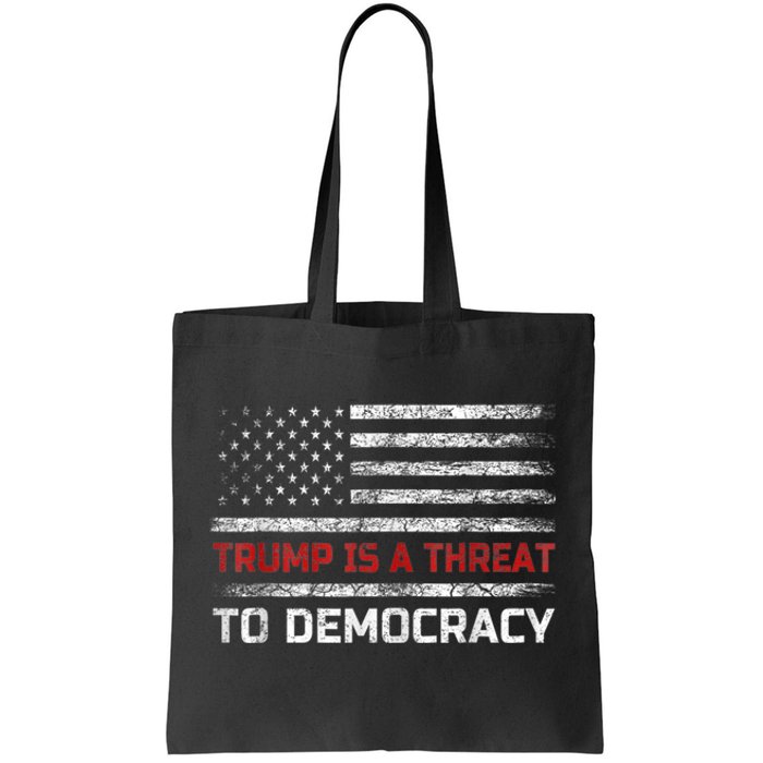 Trump Is A Threat To Democracy US Flag Anti Trump Vintage Tote Bag