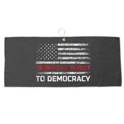 Trump Is A Threat To Democracy US Flag Anti Trump Vintage Large Microfiber Waffle Golf Towel