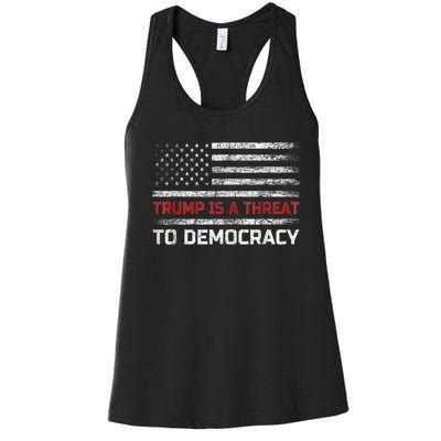 Trump Is A Threat To Democracy US Flag Anti Trump Vintage Women's Racerback Tank