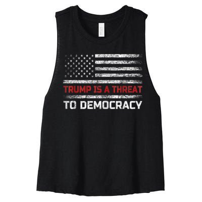 Trump Is A Threat To Democracy US Flag Anti Trump Vintage Women's Racerback Cropped Tank