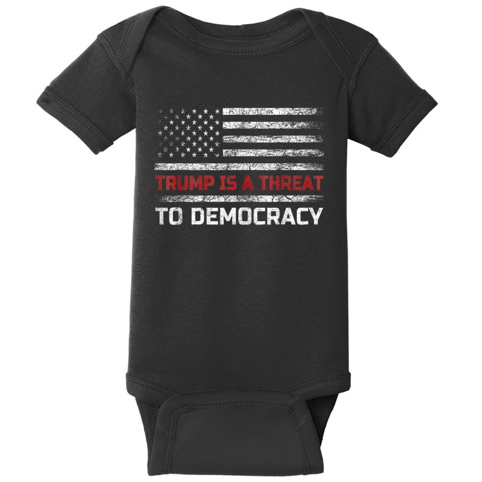 Trump Is A Threat To Democracy US Flag Anti Trump Vintage Baby Bodysuit