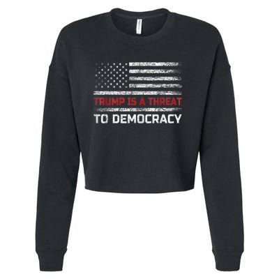 Trump Is A Threat To Democracy US Flag Anti Trump Vintage Cropped Pullover Crew