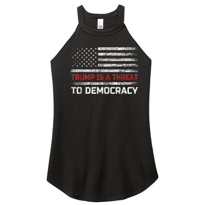 Trump Is A Threat To Democracy US Flag Anti Trump Vintage Women's Perfect Tri Rocker Tank