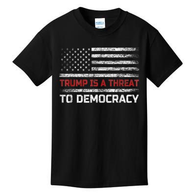 Trump Is A Threat To Democracy US Flag Anti Trump Vintage Kids T-Shirt