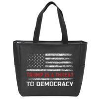 Trump Is A Threat To Democracy US Flag Anti Trump Vintage Zip Tote Bag