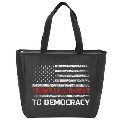 Trump Is A Threat To Democracy US Flag Anti Trump Vintage Zip Tote Bag