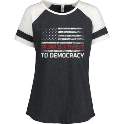 Trump Is A Threat To Democracy US Flag Anti Trump Vintage Enza Ladies Jersey Colorblock Tee