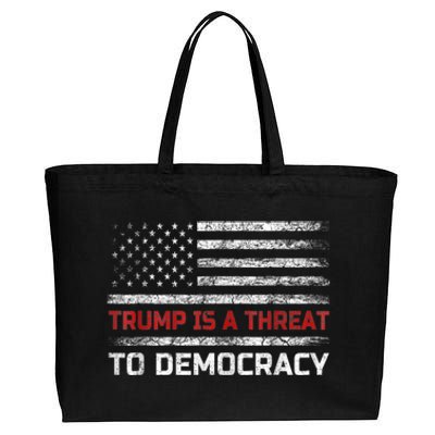 Trump Is A Threat To Democracy US Flag Anti Trump Vintage Cotton Canvas Jumbo Tote