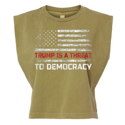 Trump Is A Threat To Democracy US Flag Anti Trump Vintage Garment-Dyed Women's Muscle Tee