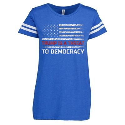 Trump Is A Threat To Democracy US Flag Anti Trump Vintage Enza Ladies Jersey Football T-Shirt