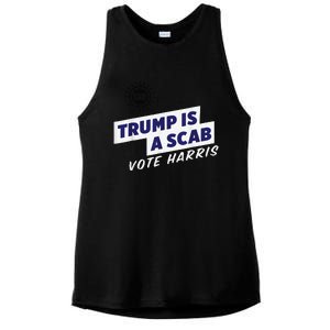 Trump Is A Scab Vote Kamala Harris Funny Uaw Red Ladies PosiCharge Tri-Blend Wicking Tank