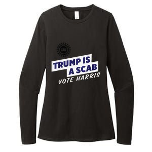 Trump Is A Scab Vote Kamala Harris Funny Uaw Red Womens CVC Long Sleeve Shirt