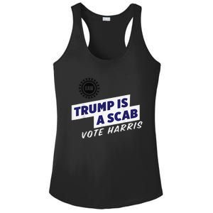 Trump Is A Scab Vote Kamala Harris Funny Uaw Red Ladies PosiCharge Competitor Racerback Tank