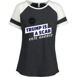 Trump Is A Scab Vote Kamala Harris Funny Uaw Red Enza Ladies Jersey Colorblock Tee