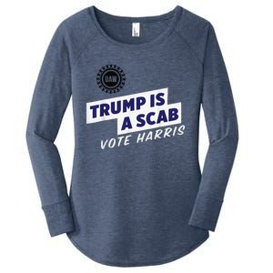 Trump Is A Scab Vote Kamala Harris Funny Uaw Red Women's Perfect Tri Tunic Long Sleeve Shirt