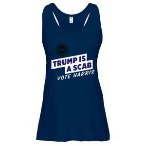 Trump Is A Scab Vote Kamala Harris Funny Uaw Red Ladies Essential Flowy Tank