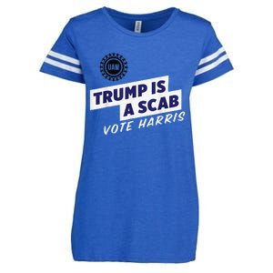 Trump Is A Scab Vote Kamala Harris Funny Uaw Red Enza Ladies Jersey Football T-Shirt