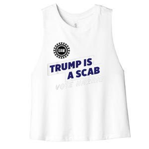 Trump Is A Scab Vote Kamala Harris Funny Uaw Red Women's Racerback Cropped Tank