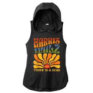 Trump Is A Scab Vote Harris Retro Boho Flowers Aesthetic Ladies PosiCharge Tri-Blend Wicking Draft Hoodie Tank