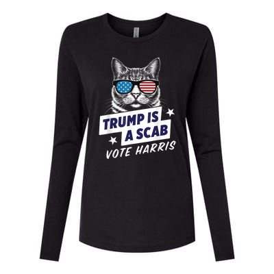 Trump Is A Scab Vote Harris 2024 Womens Cotton Relaxed Long Sleeve T-Shirt