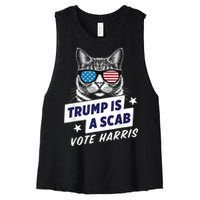 Trump Is A Scab Vote Harris 2024 Women's Racerback Cropped Tank