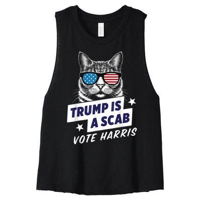 Trump Is A Scab Vote Harris 2024 Women's Racerback Cropped Tank