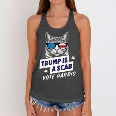 Trump Is A Scab Vote Harris 2024 Women's Knotted Racerback Tank