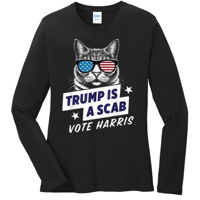 Trump Is A Scab Vote Harris 2024 Ladies Long Sleeve Shirt