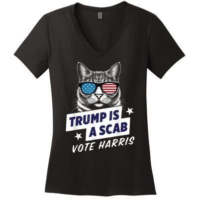 Trump Is A Scab Vote Harris 2024 Women's V-Neck T-Shirt